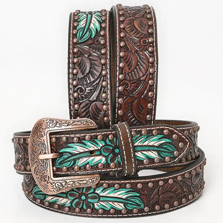 BER171-Hand Painted Western Leather Belt