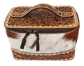 Floral Tooled Leather Cowhide Toiletry Bag