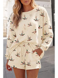 Aapparella Women's Mallard Long Sleeve Top & Drawstring Shorts Set