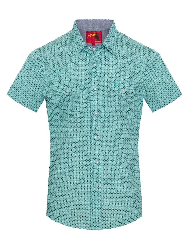 Men's Short Sleeve Pearl Snap Print Shirt