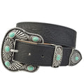 Black Navajo-Inspired Buckle Ostrich Belt