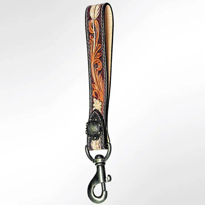 Leather Wristlet Keychain Concho