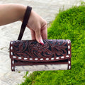 Stef Tooled Leather & Cowhide Wallet