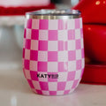Pink Checker Wine Tumbler