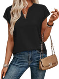 V-Neck Casual Patchwork Short-Sleeved T-Shirt