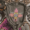 Pink Western Aztec Cowskull Tee