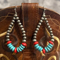 Navajo Dangle Earrings Red & Teal