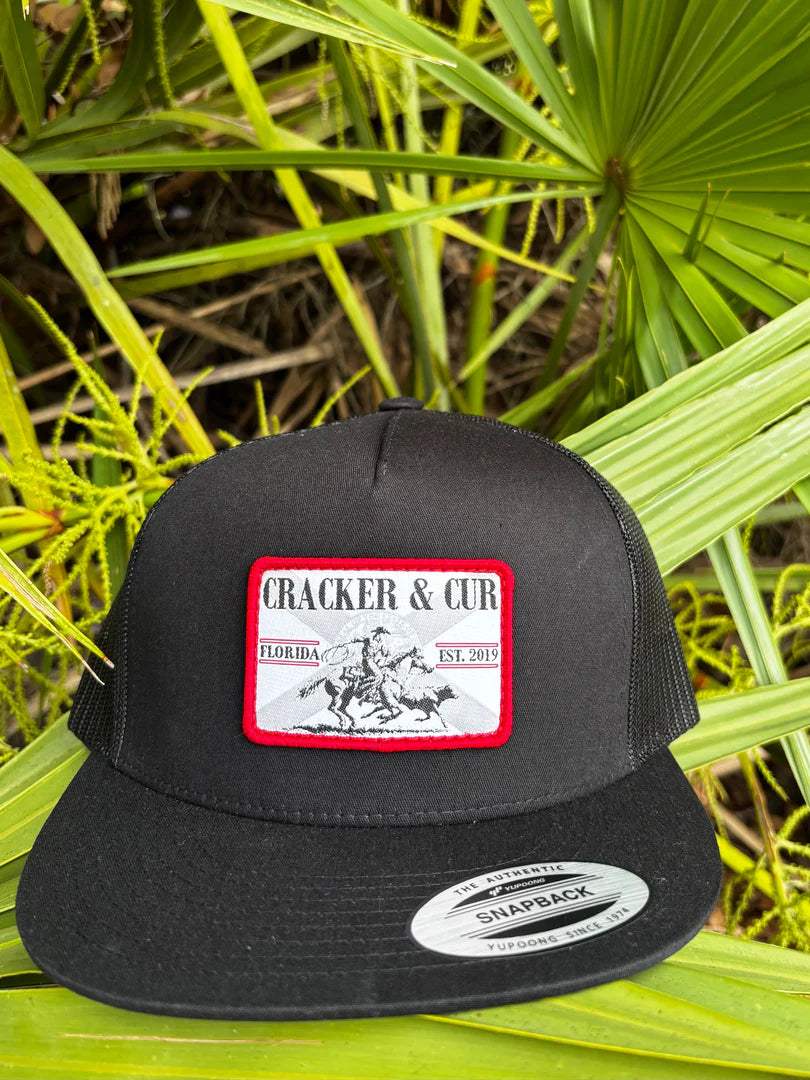 State Flag Patch Hat- Black Flatbill