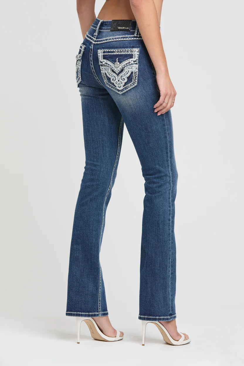 Grace in LA EB51937 Heavy-Stitch Bootcut Jeans