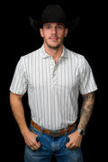 Ferrell The Jack Men's Cream Pearl Snap Performance Polo