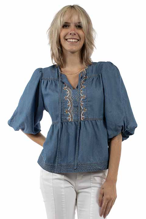 Scully Women's Shirt - Honey Creek Collection - Tunic - Light Blue