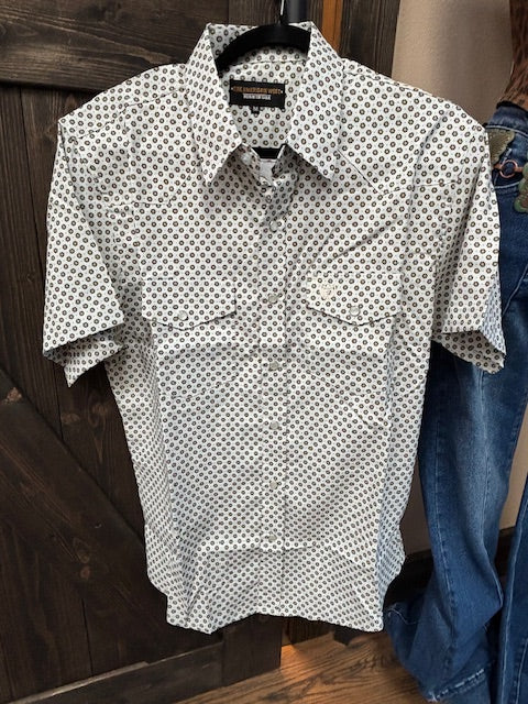 Men's green and maroon circle-print western polo shirt