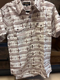Men's cattle head and cross print western polo shirt