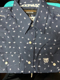 Men's blue paisley short-sleeve western shirt