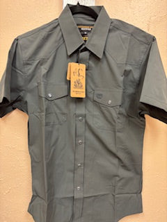 Unisex gray pearl snap western shirt