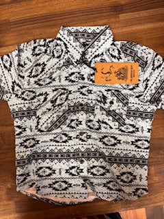 Youth blue Aztec print pearl snap western shirt