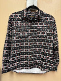 Youth black bull and Aztec print long-sleeve western shirt