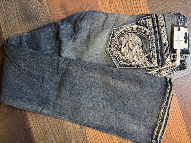 Women's Answer Me A1124-PB blue western jeans with embroidered back pockets