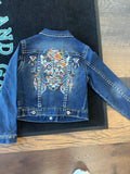 Grace in LA Girls' Floral Skull Denim Jacket