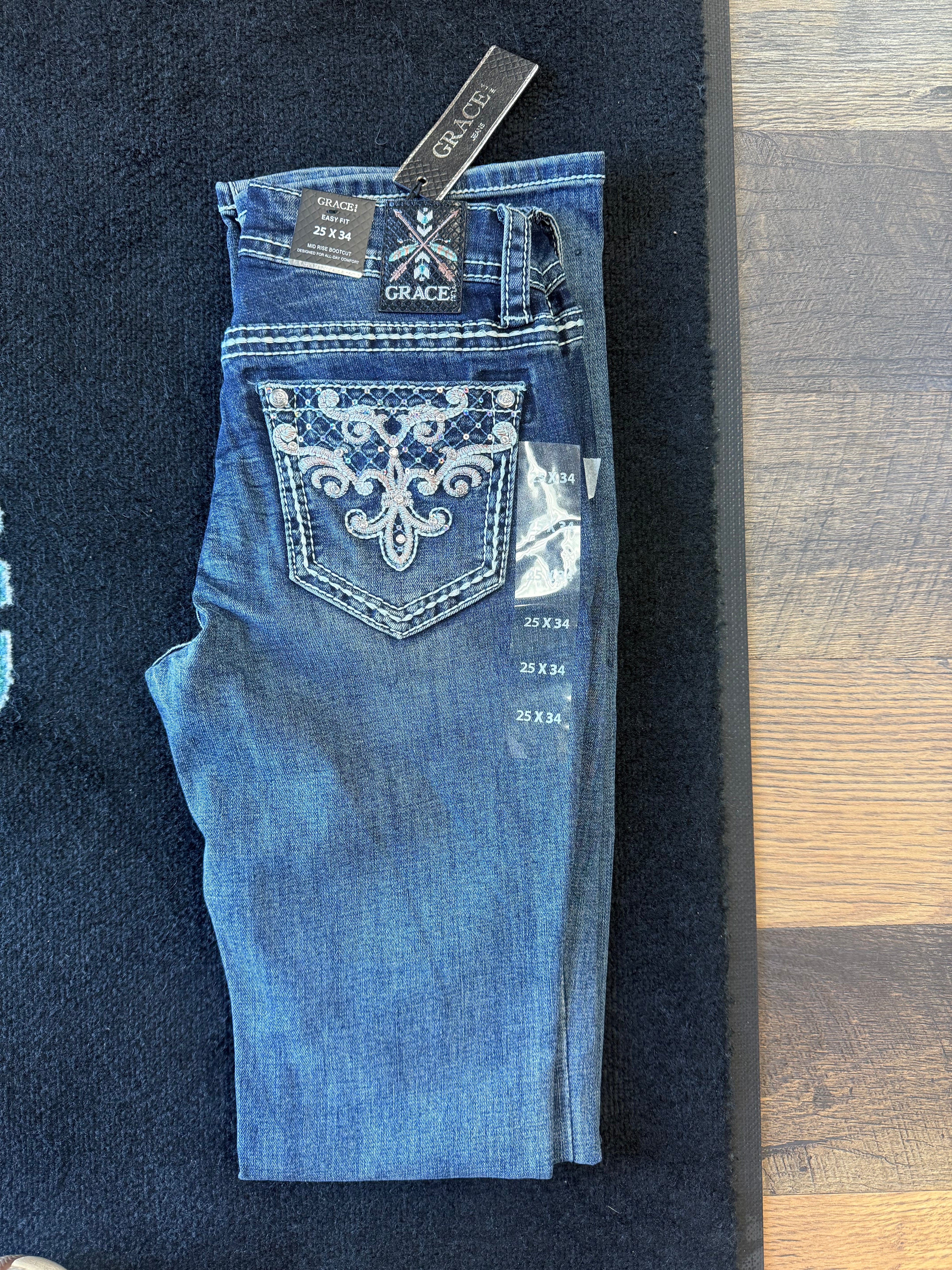 Grace in LA EB81804 Embellished Bootcut Jeans