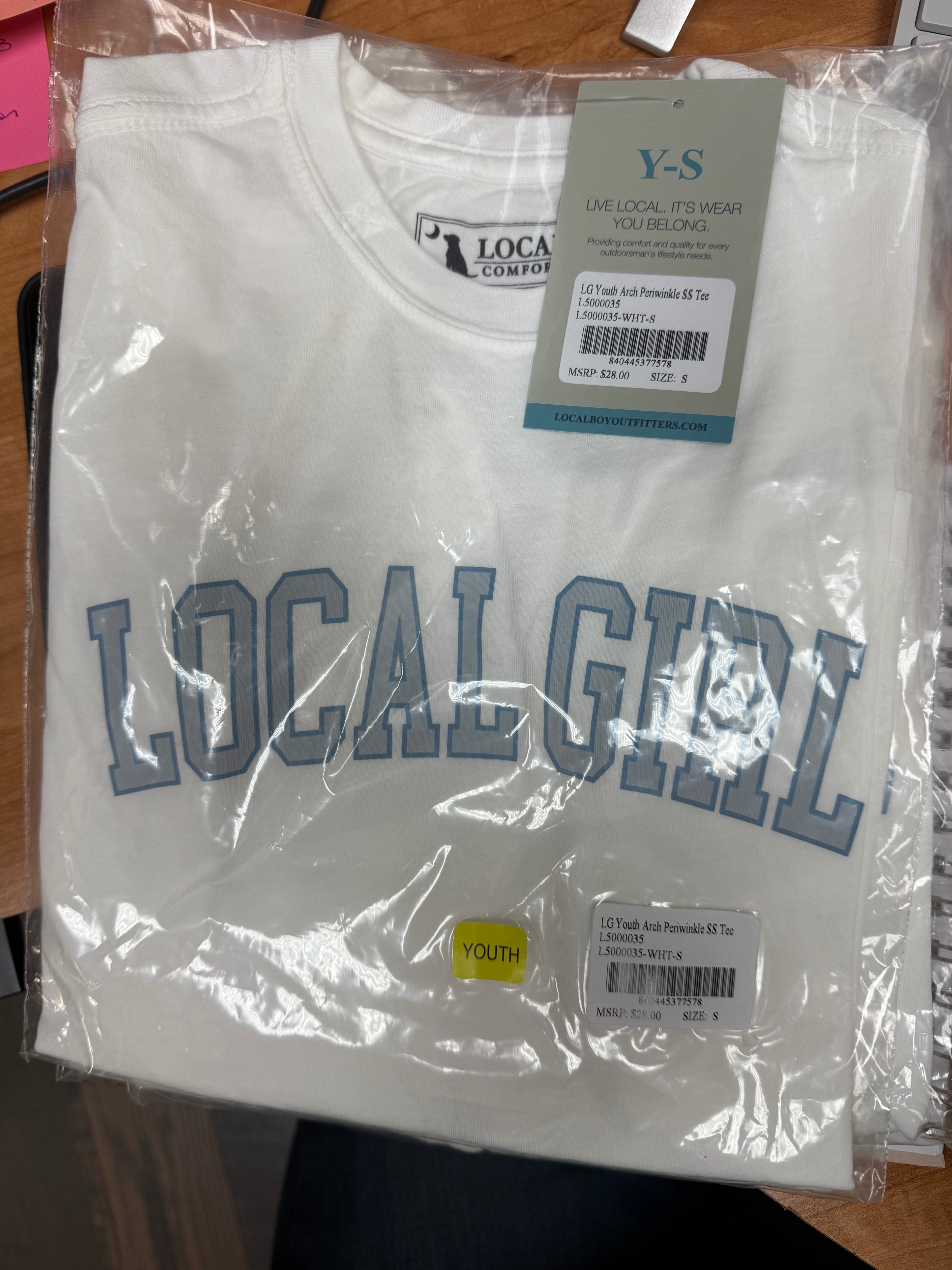 LG Youth Arch Periwinkle S/S Shirt White