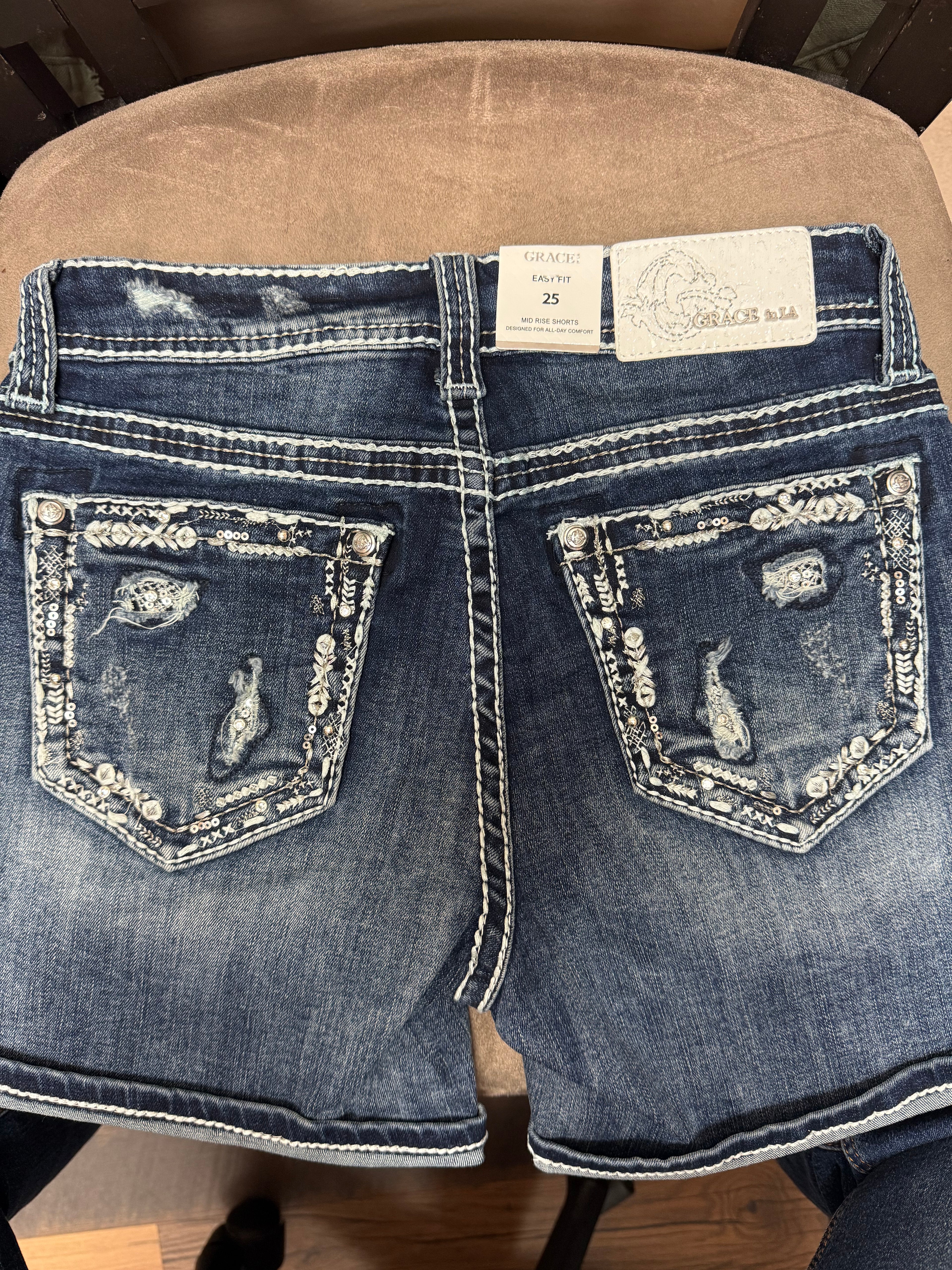 Grace in LA Women's Embellished Denim Shorts