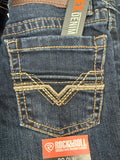 BB0BD09815 Two Tone Stitch Bootcut Dark Wash Jeans
