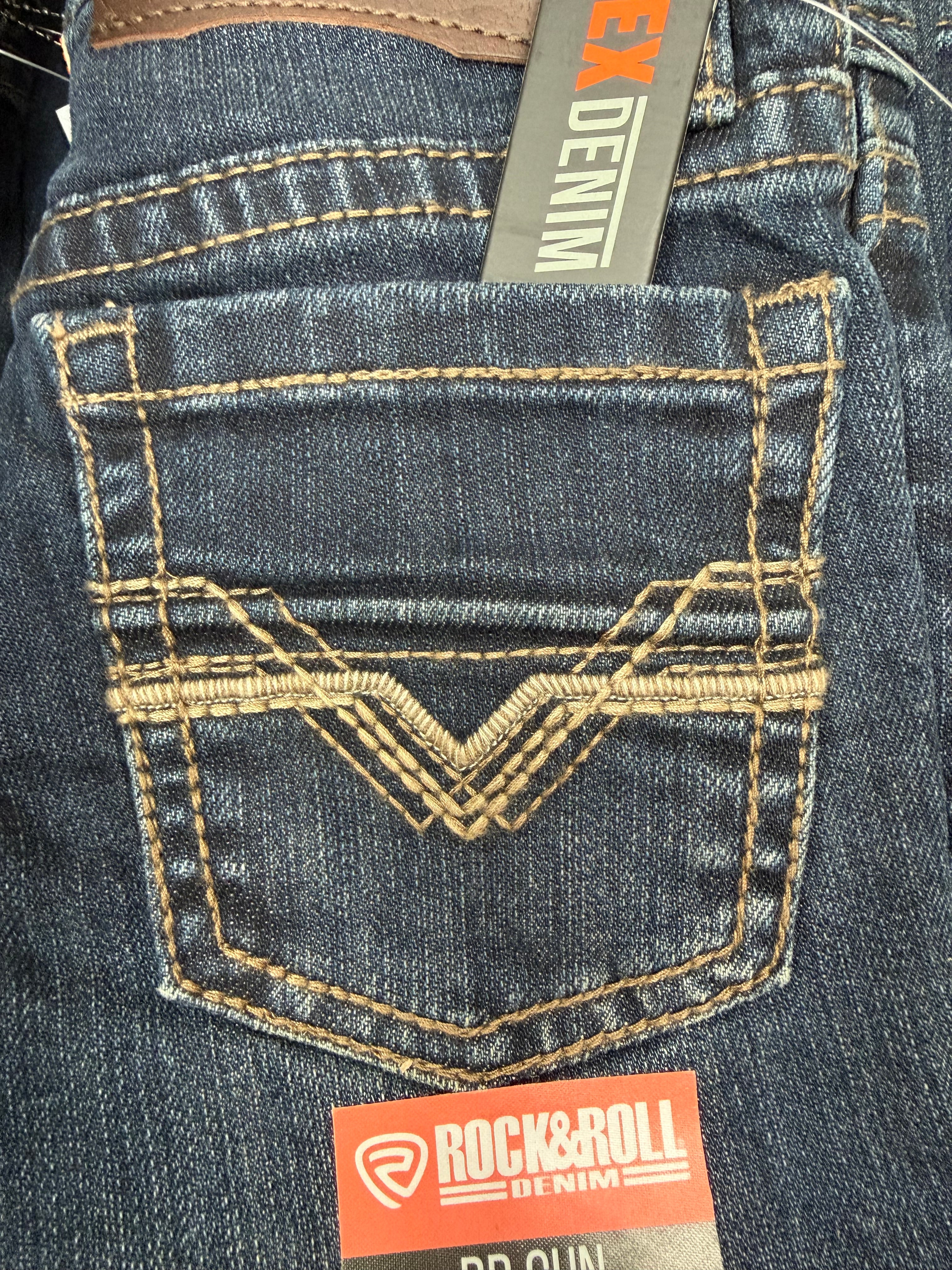 BB0BD09815 Two Tone Stitch Bootcut Dark Wash Jeans