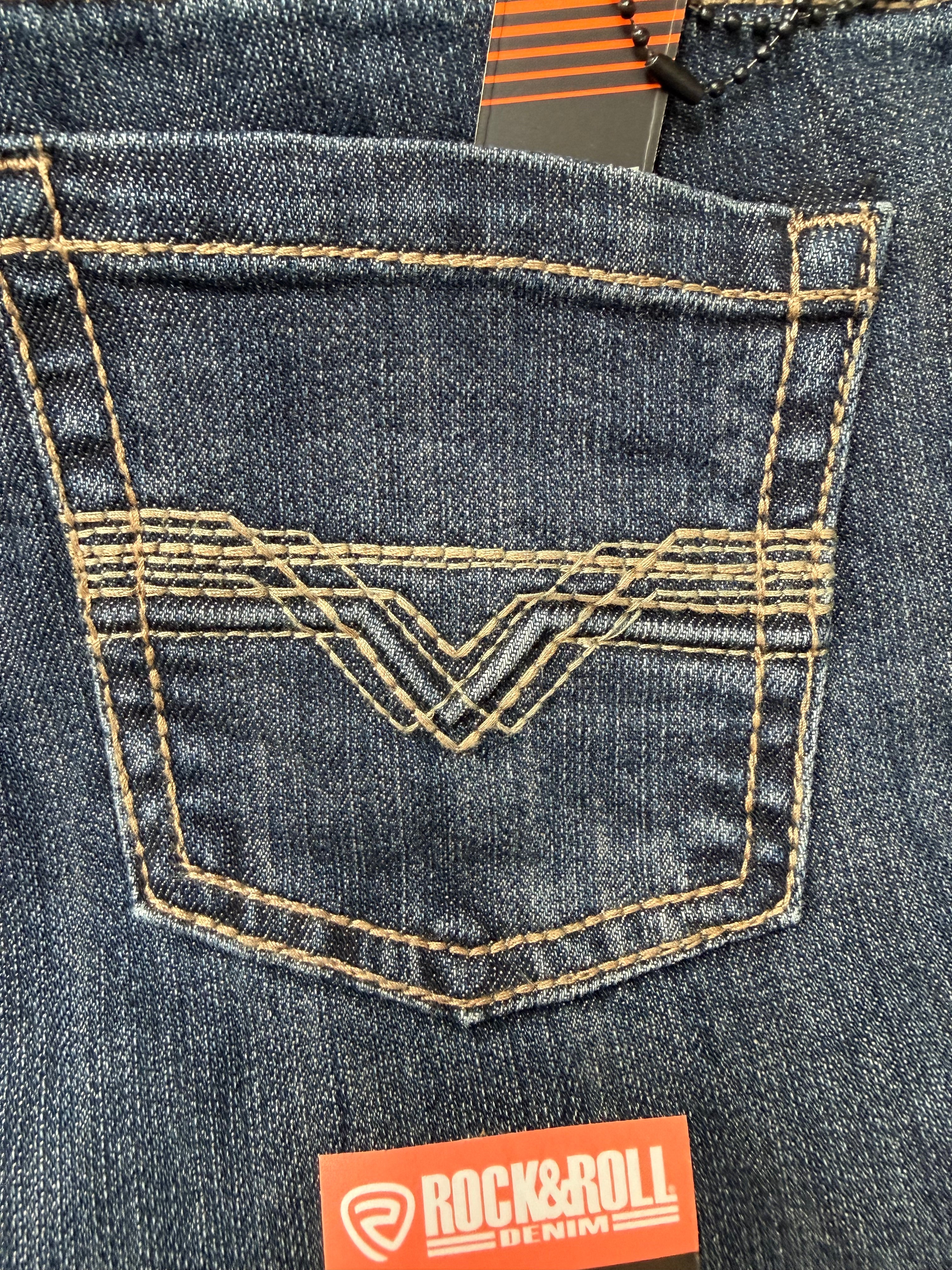 BBOBD09798 Ladder Stitch Bootcut Dark Vintage Jeans