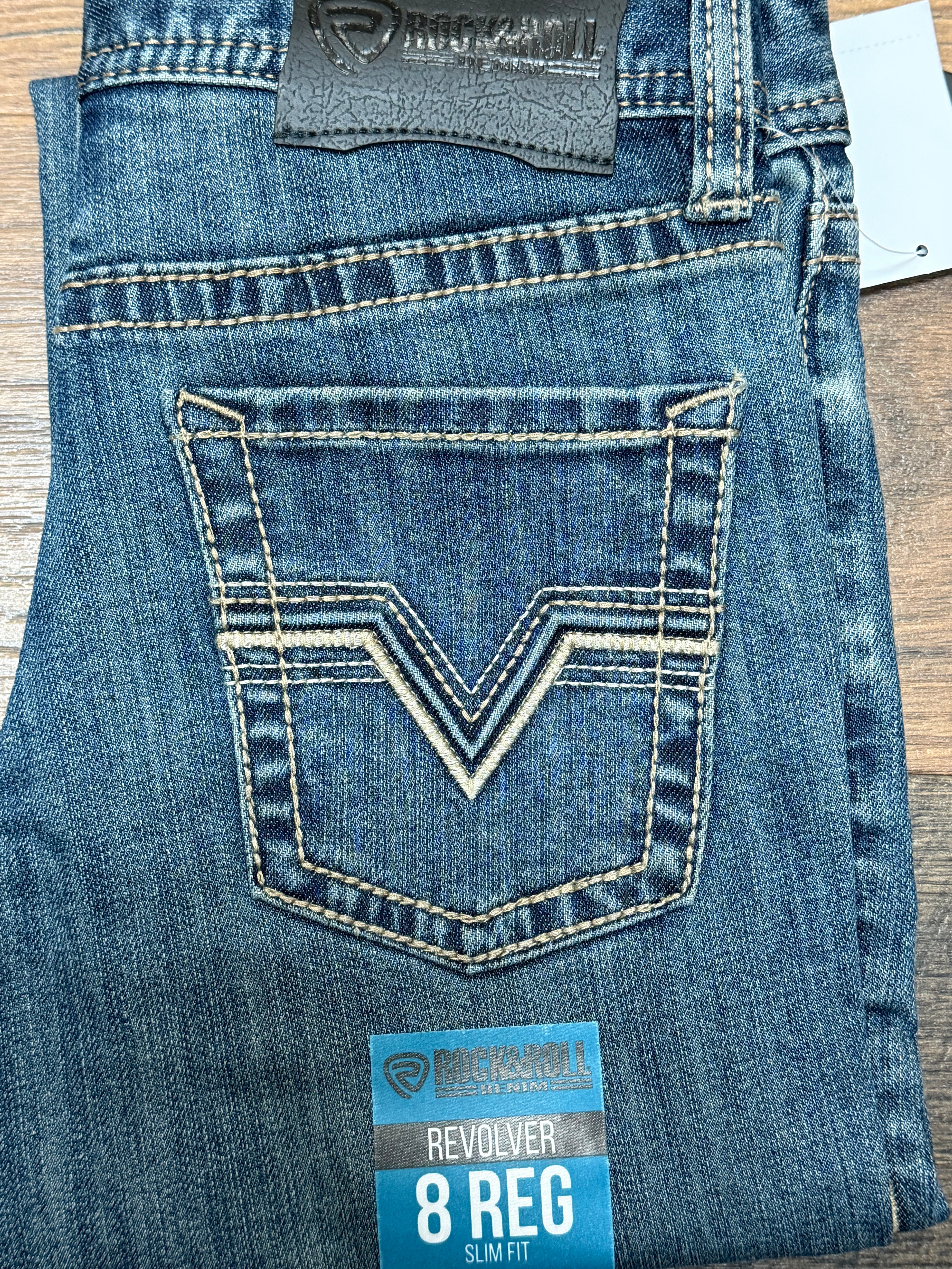 Boys' Slim Fit Raised Denim Straight Leg Jeans, Medium Wash