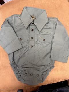 Baby boys' gray, navy and teal western bodysuit