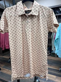Men's beige and maroon print western polo shirt