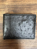 Men's black ostrich-textured western bifold wallet