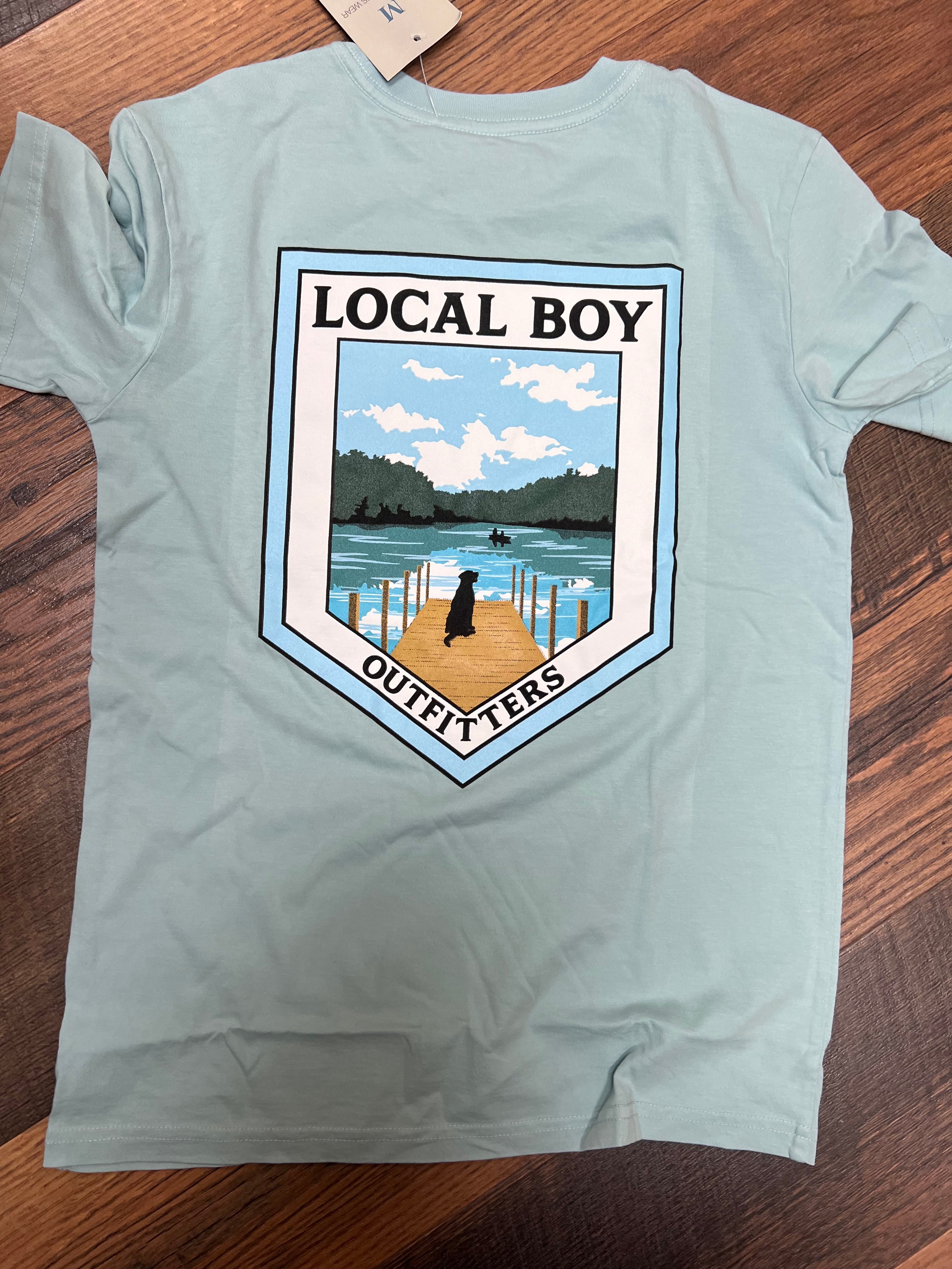 Local Boy youth Dog on Dock T-Shirt