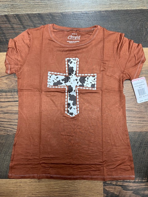 Cow Print Cross Brown