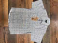 Men's plaid square-print short-sleeve western shirt
