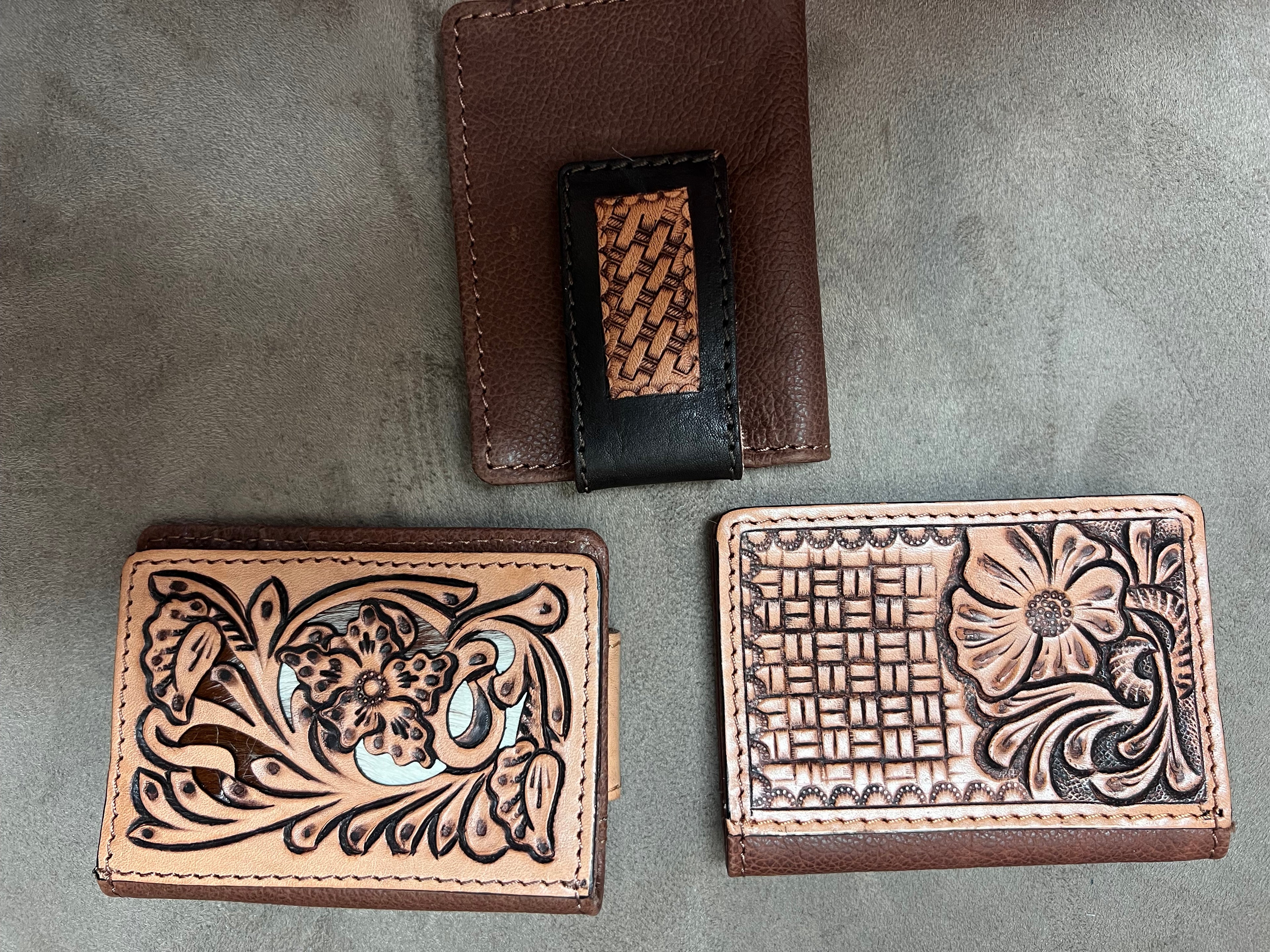 Floral Tooled Money Clip Magnetic