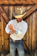 Drover Sidewinder Oatmeal Long-Sleeve Western Shirt