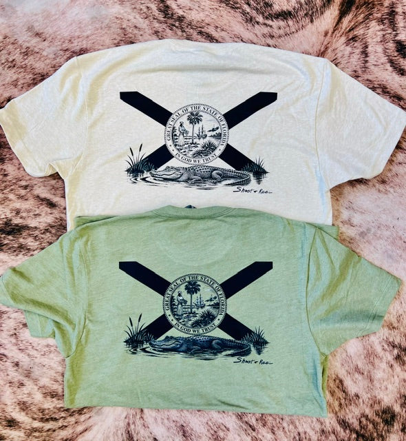 Florida Flag Alligator T-shirt Light Olive