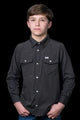 Youth Kid's Grey Long Sleeve Snap Shirt Button Down