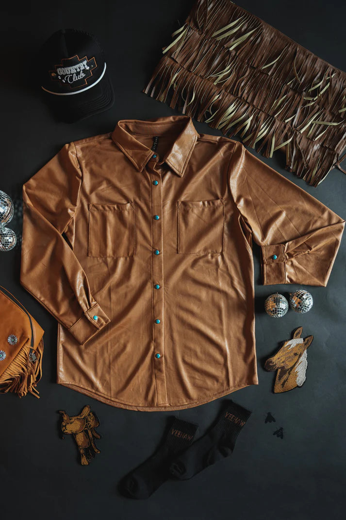 Leather Lux Button Up