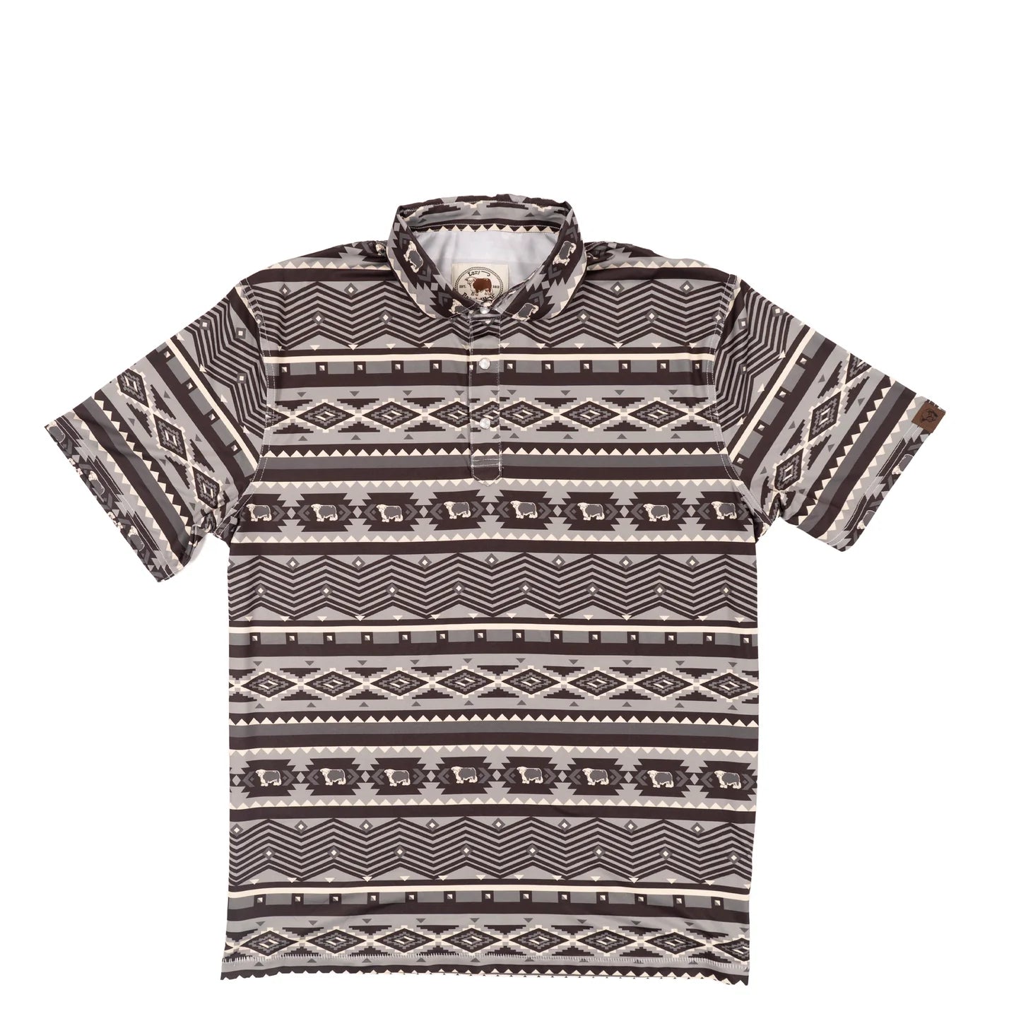 Men's Aztec Print Performance Polo Shirt - Grey