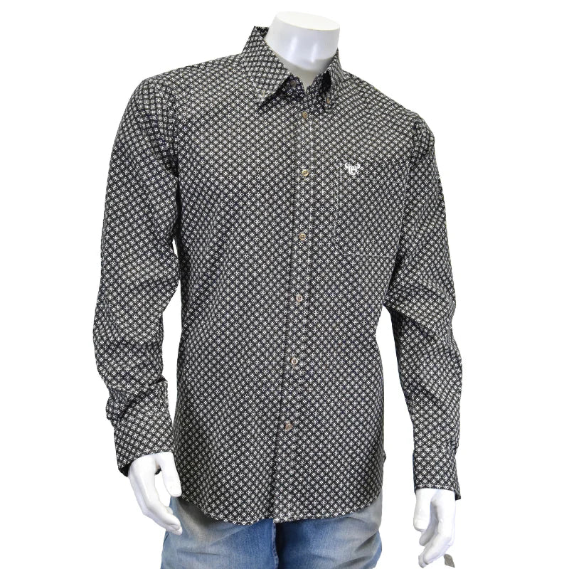 Cross Floral Teal Long Sleeve Western Shirt