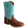 Twisted X Kid's Top Hand Distressed Saddle & Teal Boots YTH0015