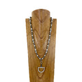 Western Silver-Tone Pearl & Turquoise Horse Bit Necklace – 24 Inch