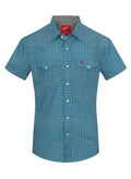Men's Short Sleeve Pearl Snap Print Shirt-PS100S-1094