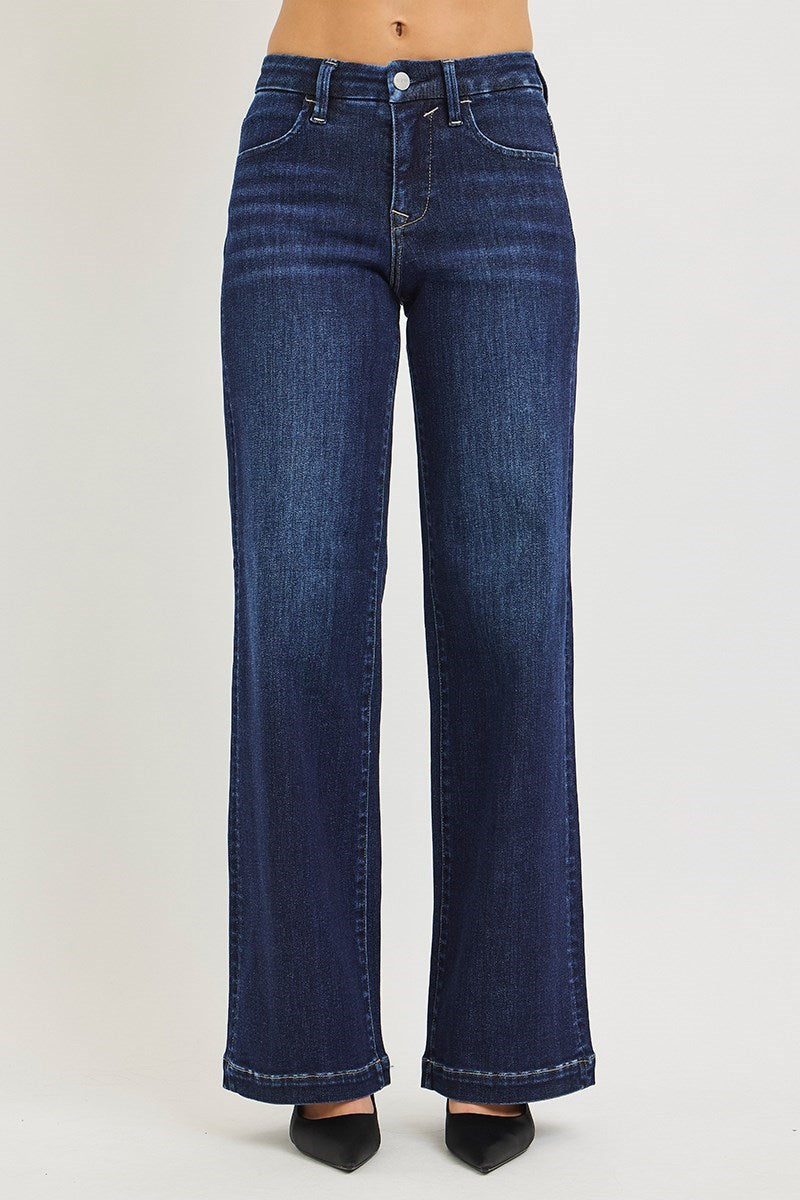 Mid Rise Wide Leg Jeans