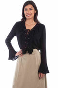 Ruffle Laced Up Blouse