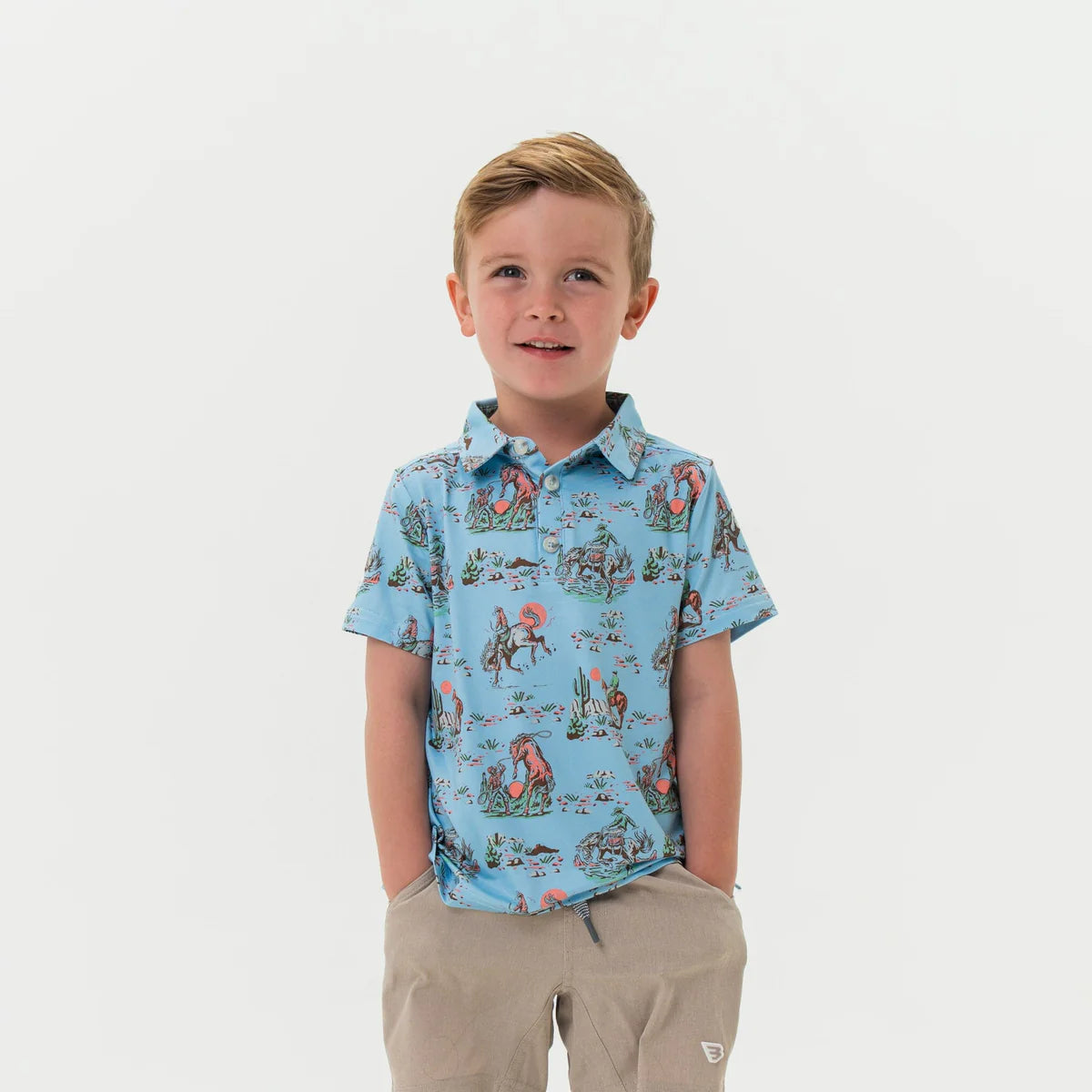 Youth - Performance Polo - Cowboy Up Blue