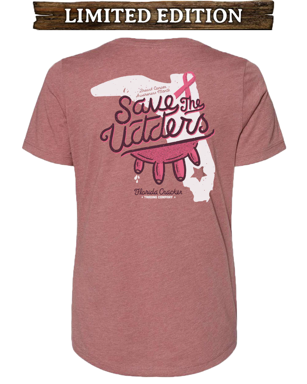 Limited Breast Cancer V Neck Mauve